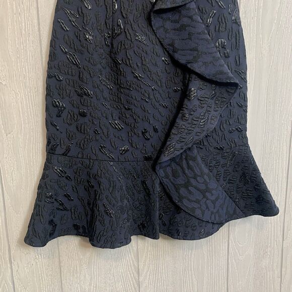 BCBGMAXAZRIA Dede Blue Black Sleeveless Ruffle Dress Size 2 NWT - Picture 2 of 6